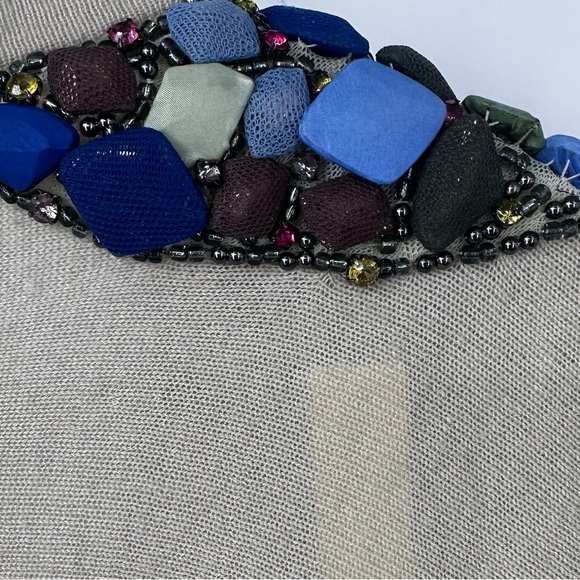 Tibi Cashmere Wool Cream Long Ling Cardigan Sweater Jeweled Shoulders XS | M107 - Picture 8 of 11